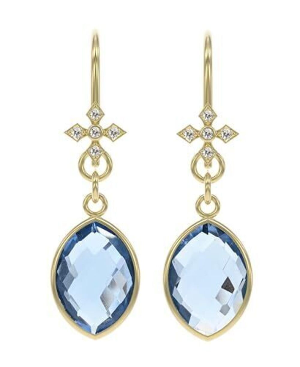 2167 Tanzanite Earrings in Marquise Shape - 18K Gold Vermeil, Certified 925